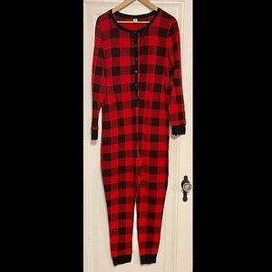 Old Navy Thermal Knit One-Piece Plaid Pajamas (Plus)